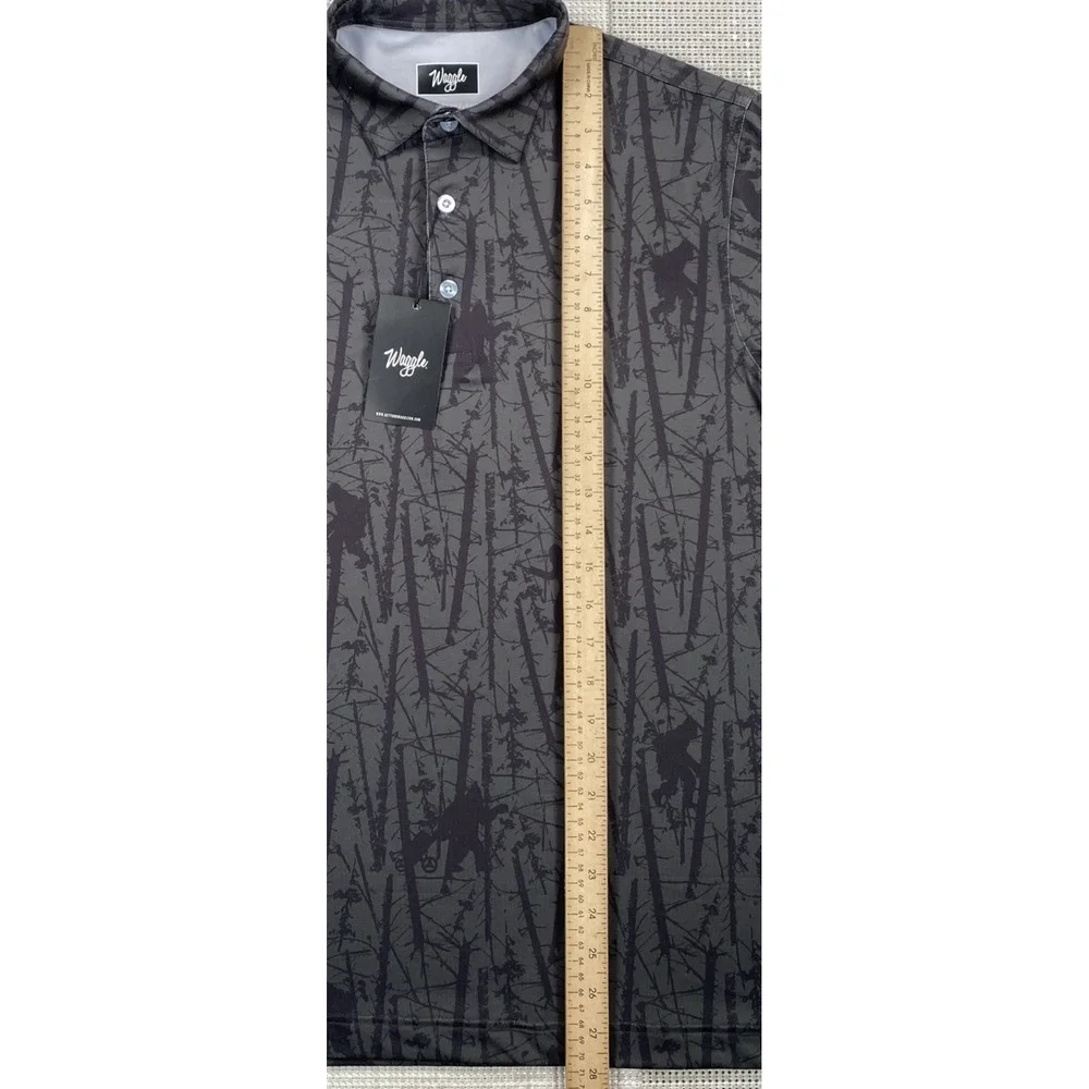 Waggle Golfin' With Squatch Sasquatch Golf Polo Gray Men's Medium NWT - Picture 3 of 7